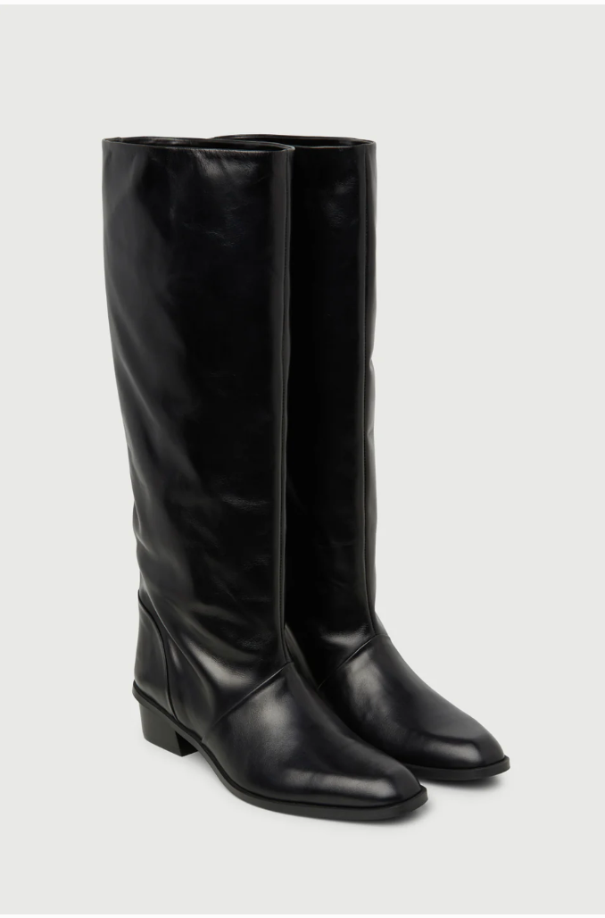 AUGUSTA TALL BLACK LEATHER BOOTS 