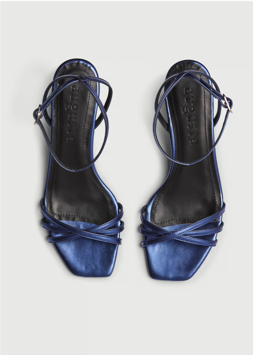 Ankle strap metallic kitten heels