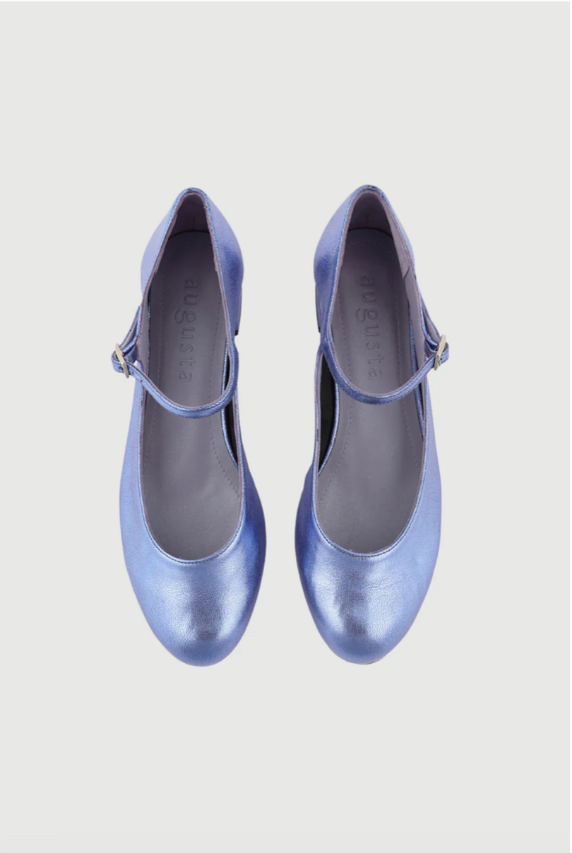 Augusta Emilia Blue Metallic Mary Janes