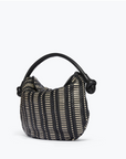 BLACK & CREAM WOVEN HANDBAG 