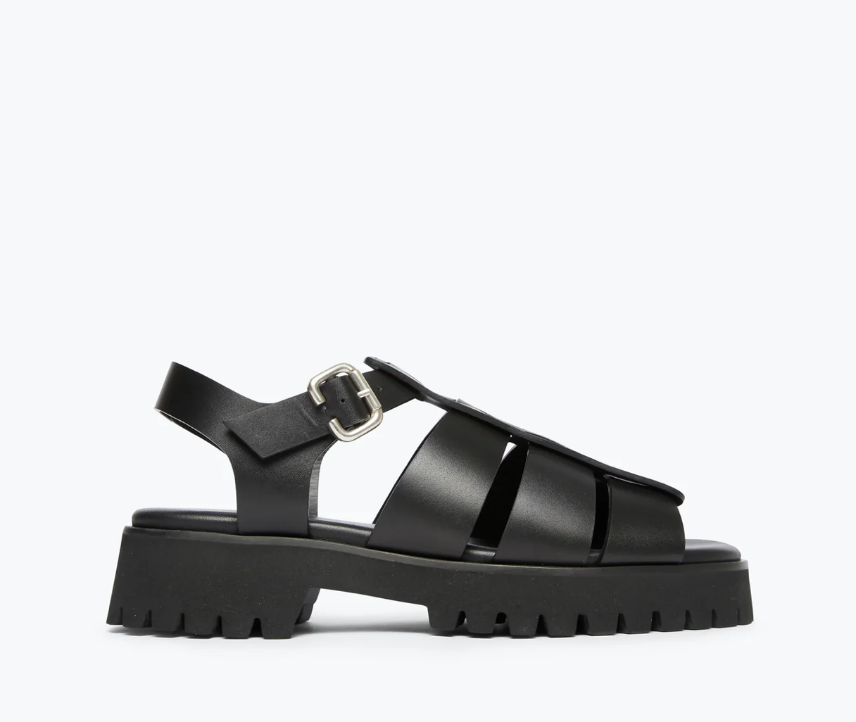 BLACK OPEN TOE HANDMADE FISHERMAN
