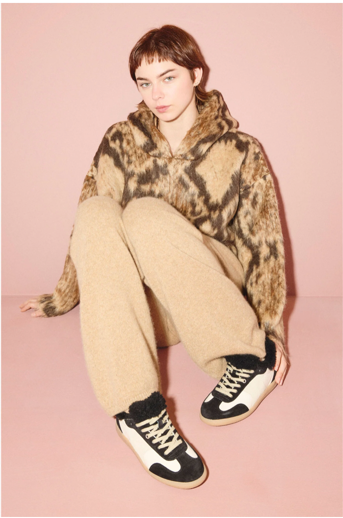 BLACK SHEARLING RETRO SNEAKER