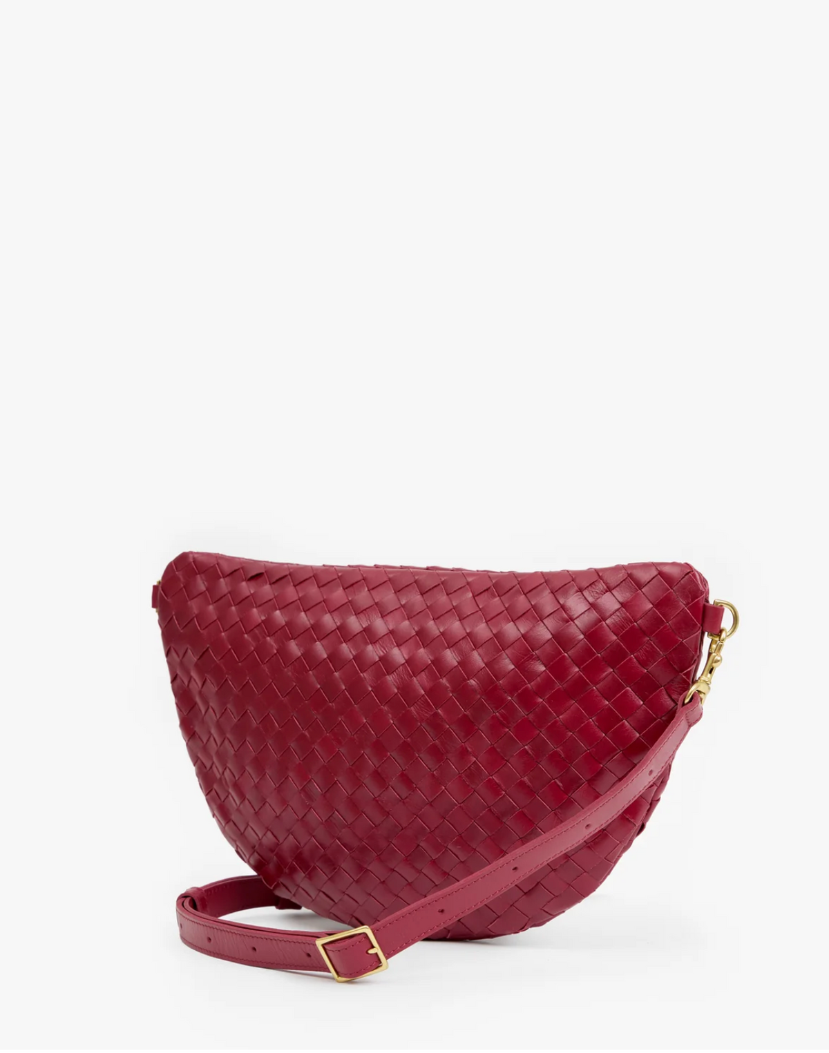 Back of Clare V. Garnet Diagonal Woven Grande Fanny Grande Fanny 