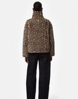 Back of Model Wearing Apparis Brooks Light Leopard Coat 