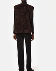 Back of Model Wearing Apparis Brown Bouclette Vest 