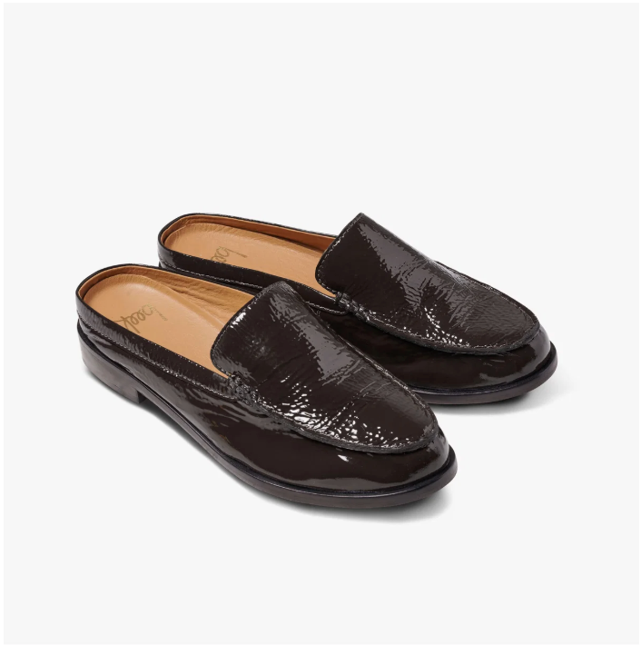 Beek Owlet Leather Loafer Mule in Coffee 