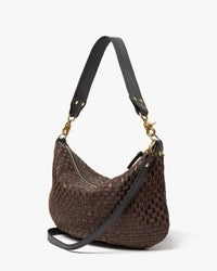 CLAREV Black/Chocolate Woven Checker Moyen Messenger