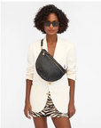 CLARE V GRANDE FANNY BLACK WOVEN ZIG ZAG 