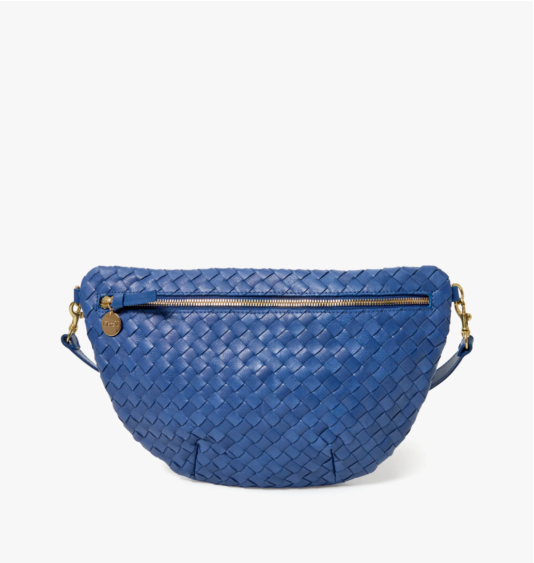 CLARE V GRANDE FANNY FRENCH BLUE DIAGANOL WOVEN