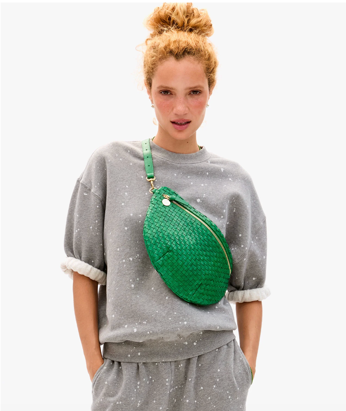 CLARE V GRANDE FANNY GRASS WOVEN CHECKER