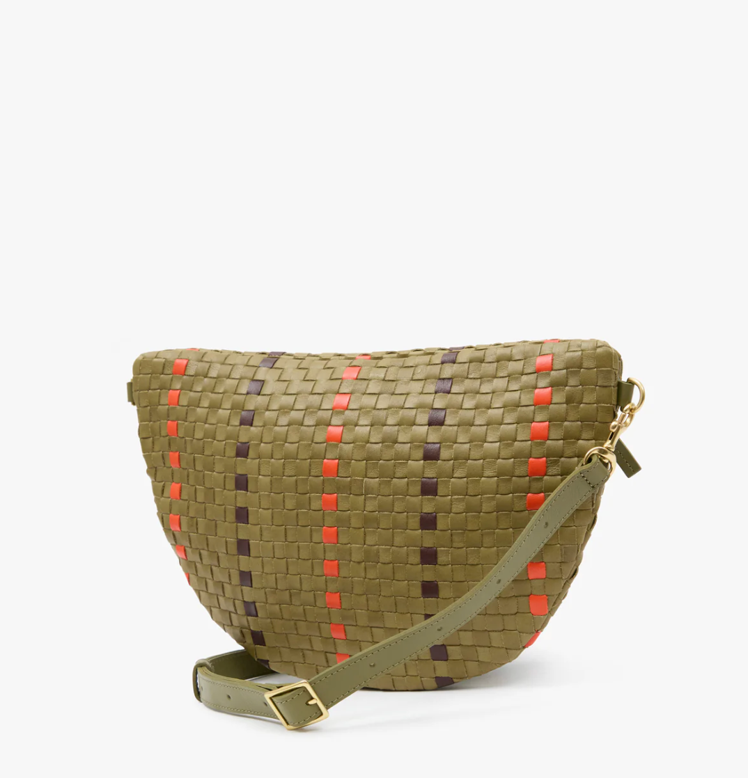 CLARE V GRANDE FANNY OLIVE WOVEN 