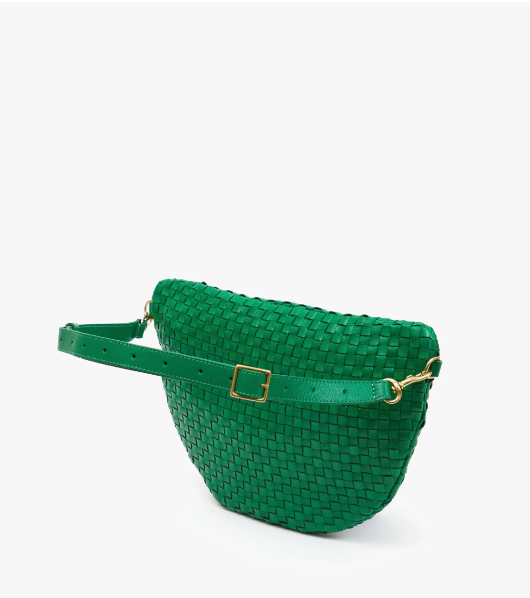 CLARE V GREEN WOVEN GRANDE FANNY 