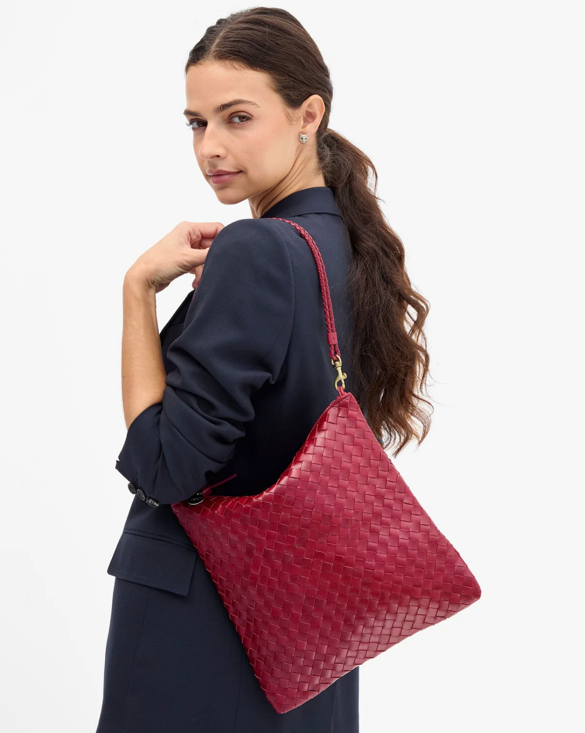 Clare V Fold Over Clutch in Garnet 