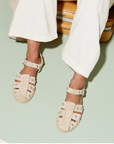 FREDA BEIGE STUDDED FISHERMAN SANDALS 