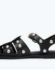 FREDA BLACK WITH SILVER STUDS FISHERMAN SANDALS