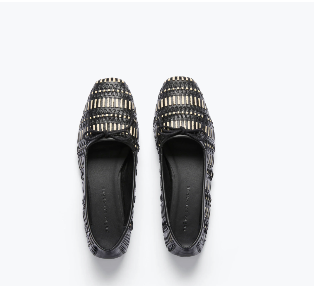 FREDA JADA BLACK AND CREAM FLAT 