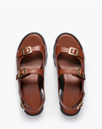 FREDA SALVADOR BROWN BUCKLE SANDALS 