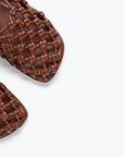 FREDA SALVADOR BROWN WOVEN LEATHER FLAT 