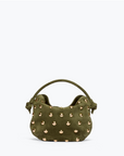 FREDA SALVADOR OLIVE SUEDE WITH GOLD STUDS BAG