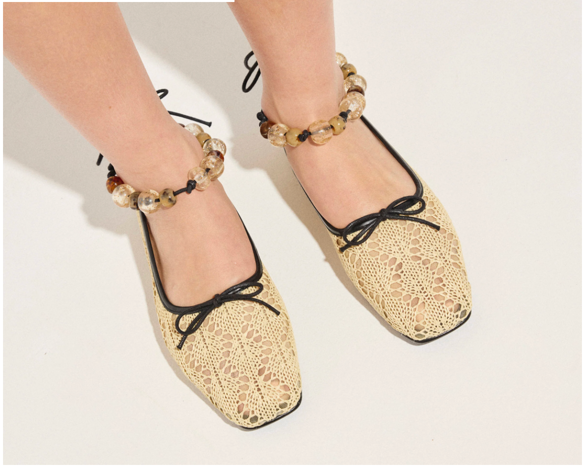 FREDA SALVADOR RAFFIA JADA FLATS WITH ANKLET BEADS