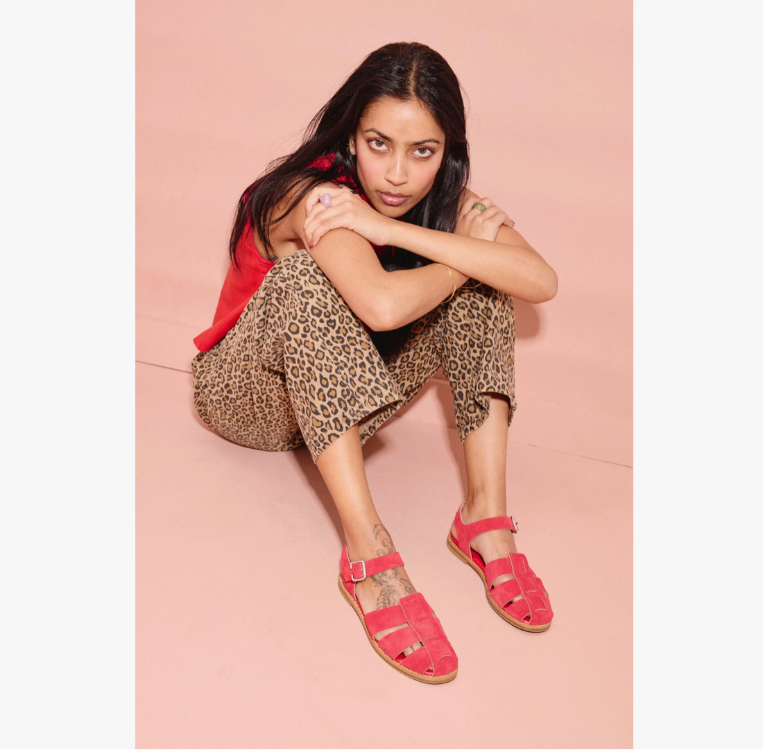 FREDA SALVADOR RED SUEDE SERA FISHERMAN SANDALS 