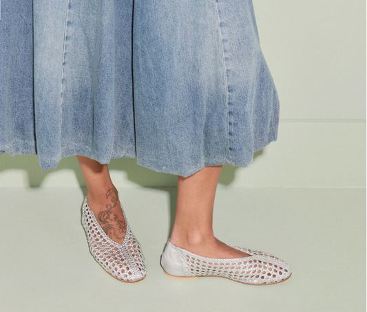FREDA SALVADOR RILEY OPEN WEAVE SILVER FLAT