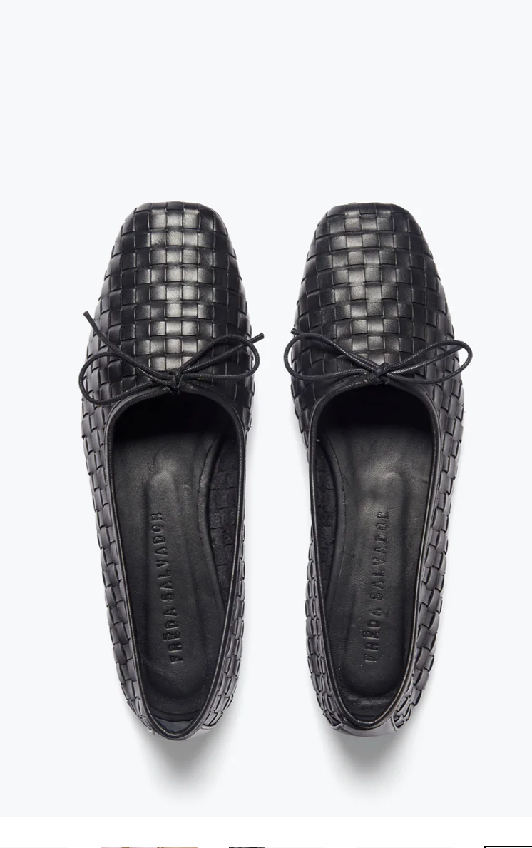Freda Savador Black Woven Ballet Flat