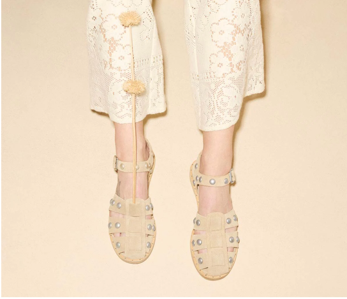 Freda Salvador Classic Sera Stucco Suede with Silver Studs 