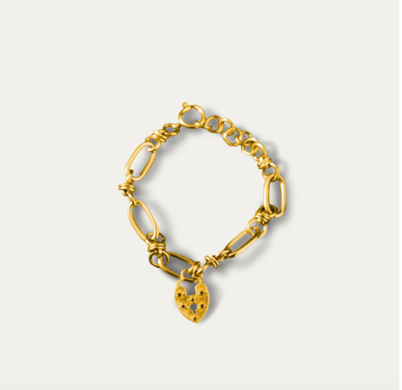 Gold Heart Lock Bracelet 