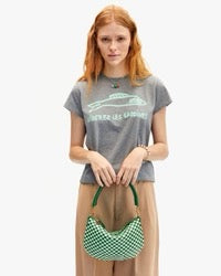 green checker cross body bag