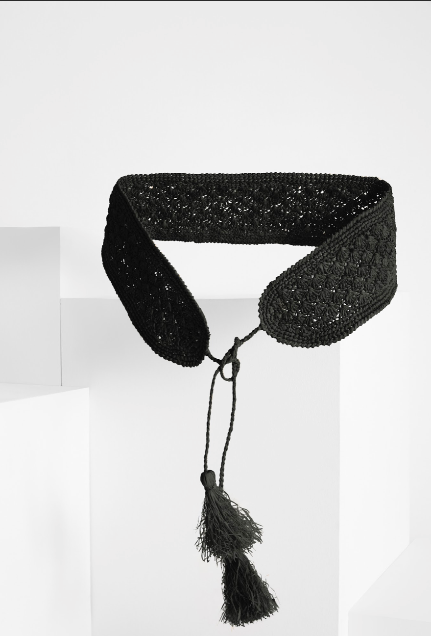 IBELIV BLACK BIKA RAFFIA BELT 