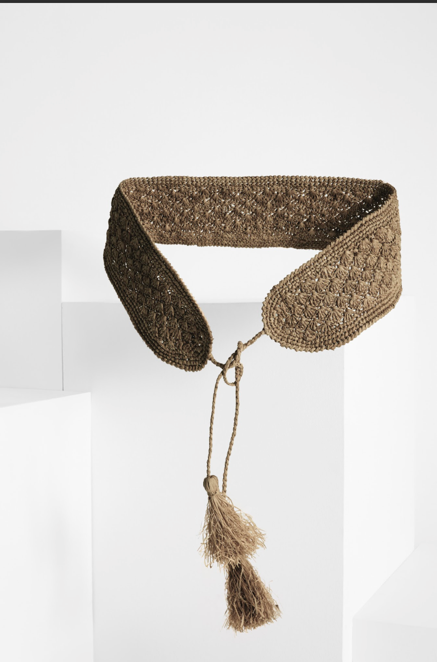 IBELIV DARK TEA BIKA RAFFIA BELT 