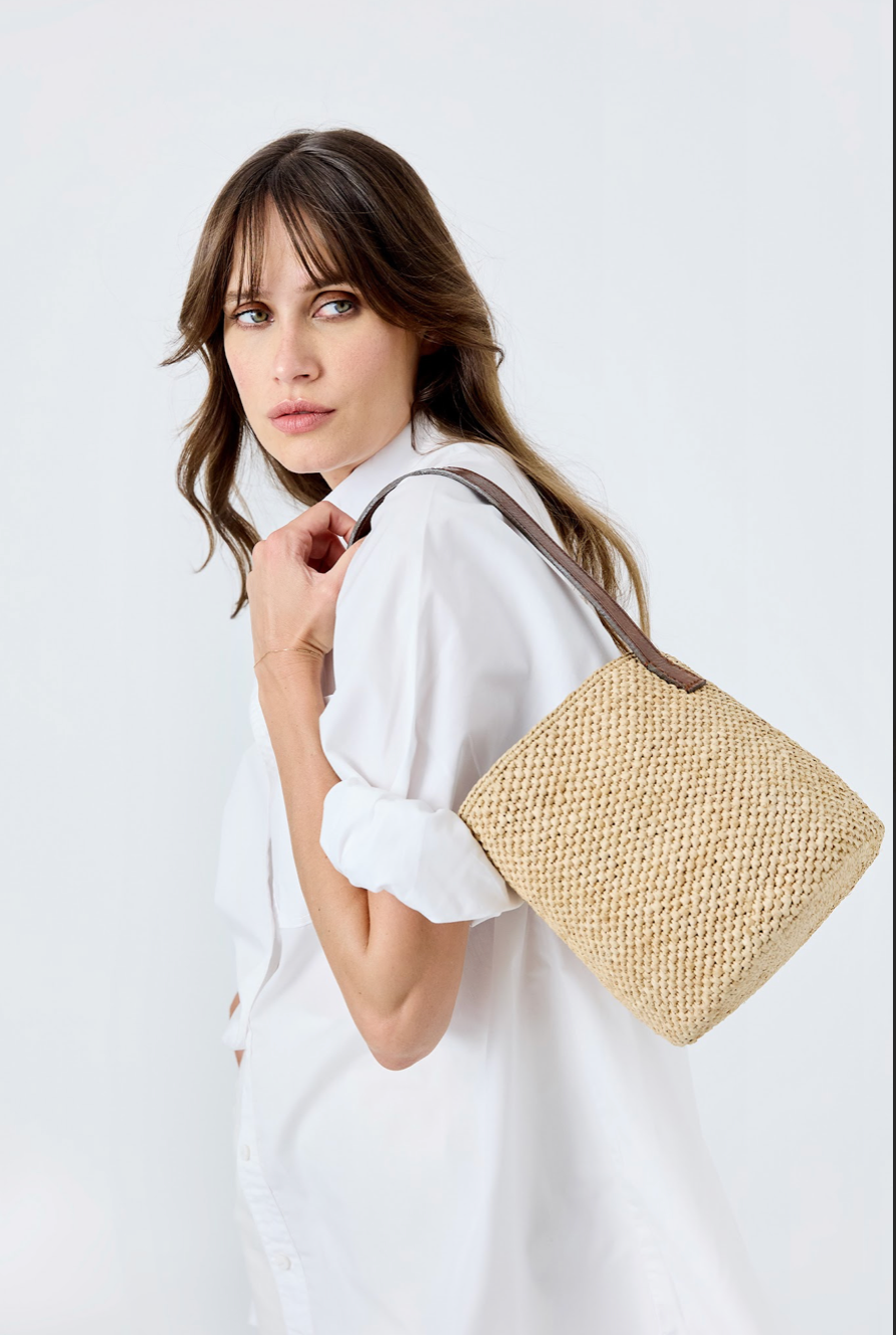 IBELIV RAFFIA BUCKET BAG
