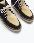 FRĒDA SALVADOR: WINNIE MOCCASIN BOOT BLACK SUEDE WITH SHEARLING
