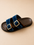 LANAPO BLUE AND BROWN VELVET SLIDES 