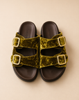 LANAPO CRUSHED VELVET GREEN SLIDES