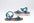 Pair of sandals with blue straps on a white background