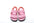 Pink sandals with orange straps on a white background