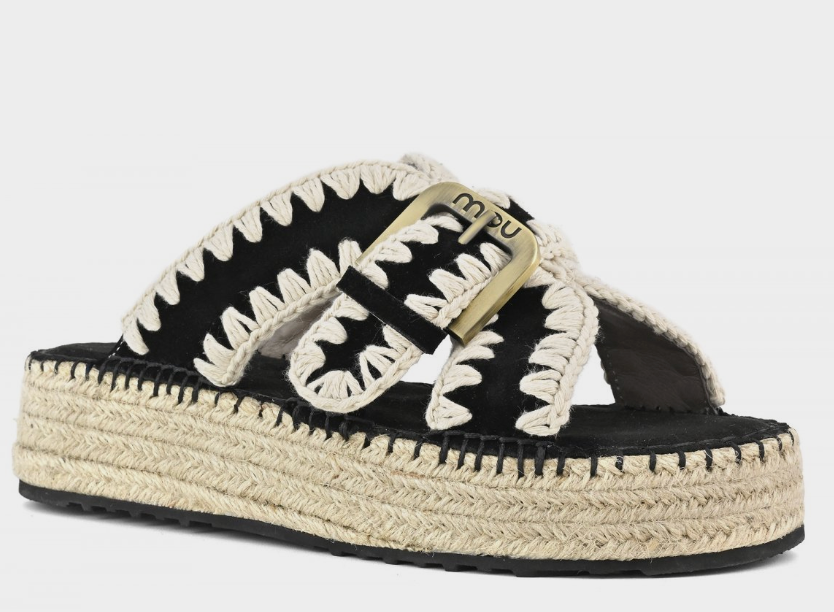 MOU BLACK JUTE SANDAL 