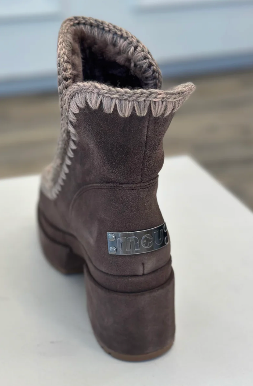 MOU PLATFORM BOOTIE IN MOCHA SUEDE