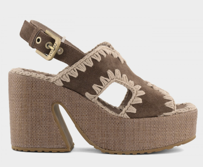 MOU Deep Brown Raffia Platform Sandal | millie + madge
