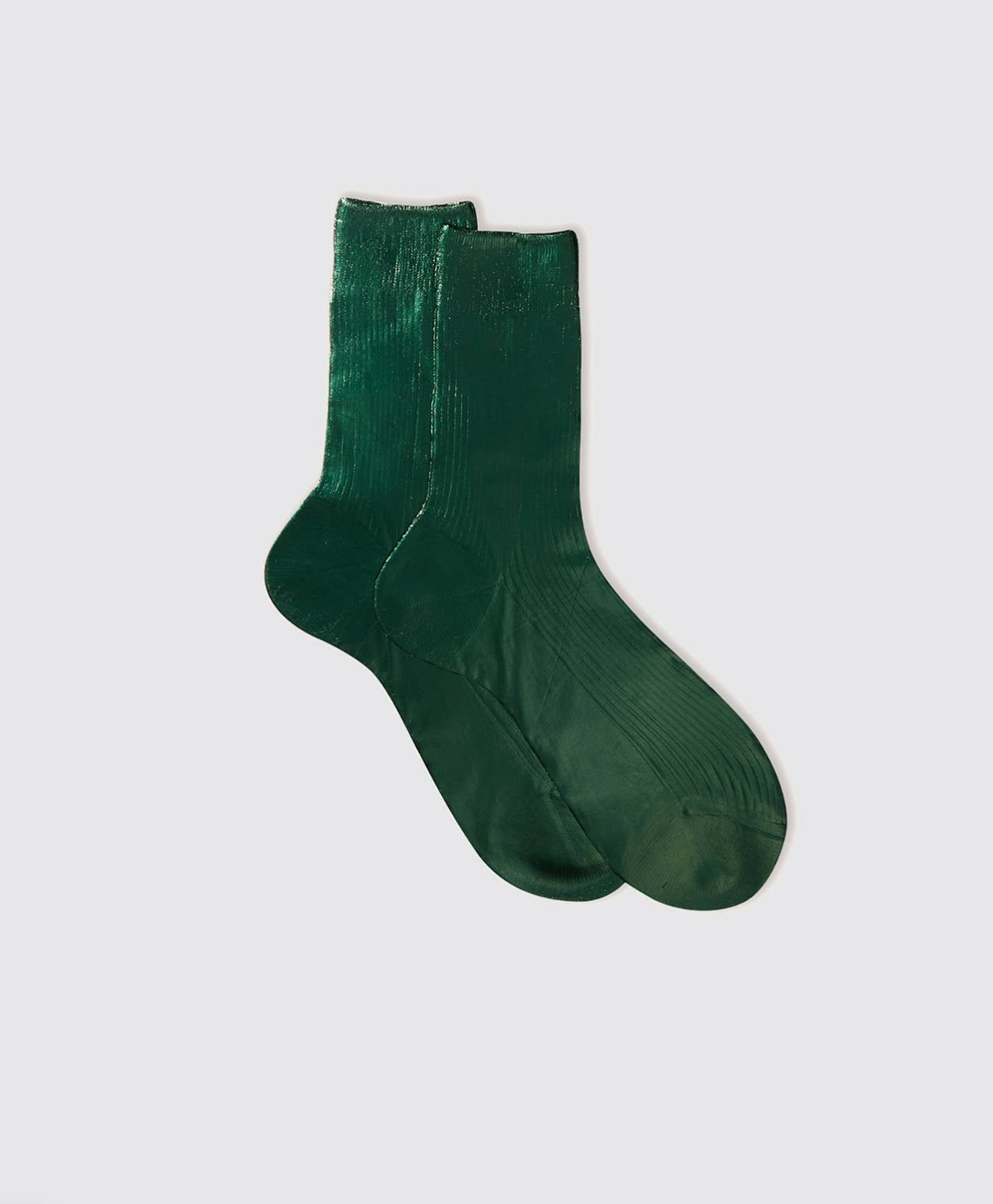 Maria La Rosa One Ribbed Laminated Socks in Forest Green 