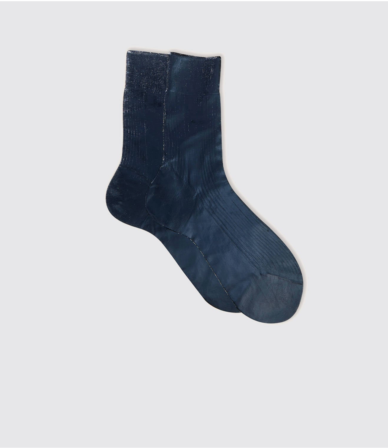 Maria La Rosa One Ribbed Laminated Socks in Navy 