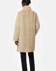 Back View of Model in Apparis Blair Shaved Mink Coat Latte Multi 