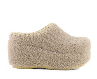 Mou Curly Sheepskin Plaform Clog
