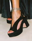 NOMASEI Black Suede Platform Sandal 