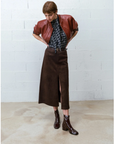 NOMASEI Model in Strada  Boot in Patent Burgundy 
