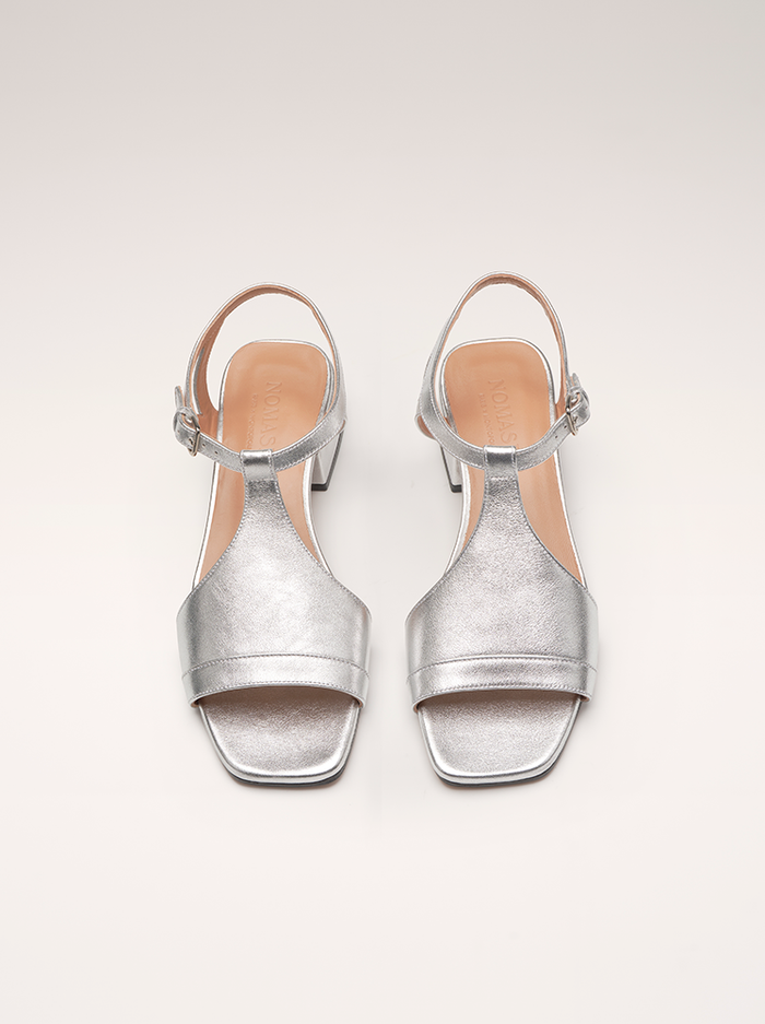 NOMASEI SILVER METALLIC SANDALS