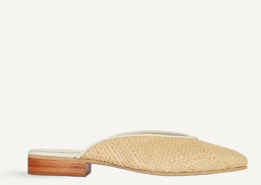 RAFFIA AND LEATHER MULE 