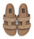 A pair of ROAM raffia cuff sandals in natural color with cutout straps and a flat sole.